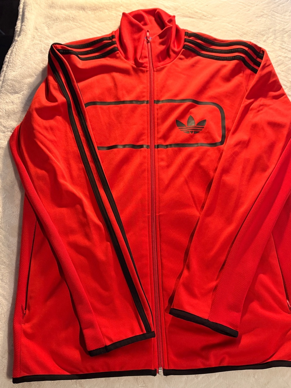 adidas Red Lightweight Track Jacket with Black Trim
